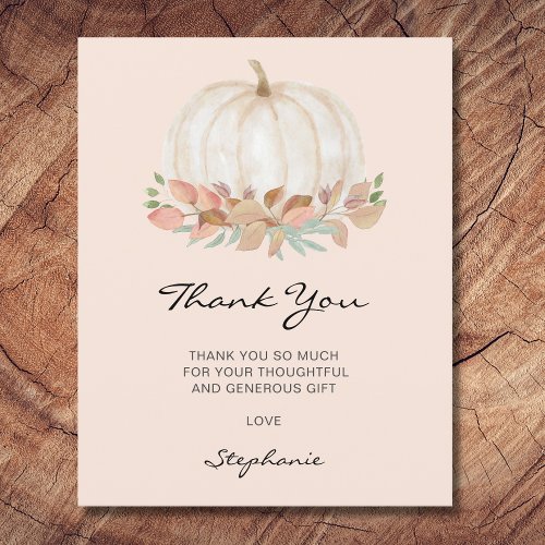 Budget Little Pumpkin Baby Shower Thank You Card