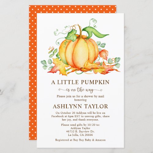 Budget Little Pumpkin By Mail Baby Shower