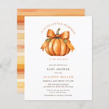 Budget Little pumpkin fall baby shower invitation