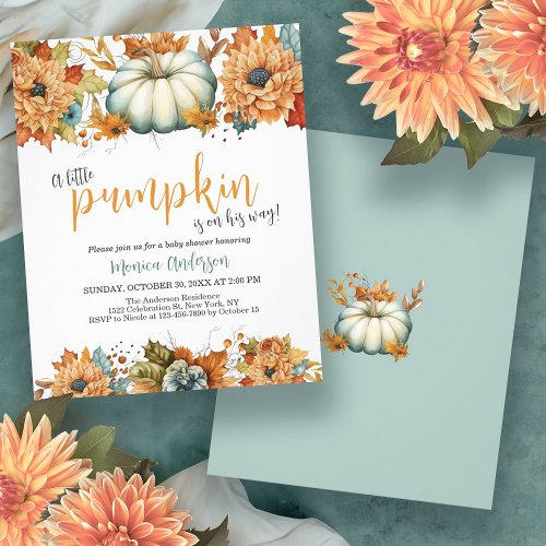 Budget Little Pumpkin Fall Baby Shower Invitation Flyer