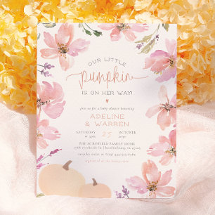 Budget Little Pumpkin Fall Floral Girl Baby Shower