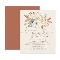Budget Little Pumpkin Floral Baby Shower Invite