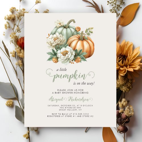 Budget Little Pumpkin Floral Fall Baby Shower