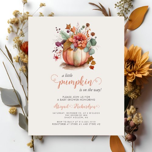 Budget Little Pumpkin Floral Fall Baby Shower