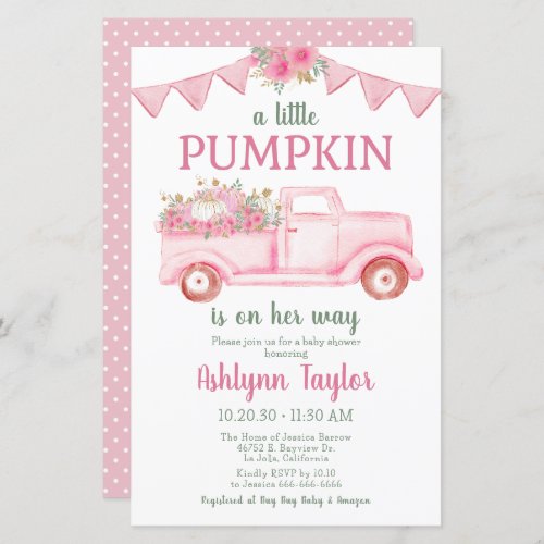 Budget Little Pumpkin Girl Baby Shower Invitation