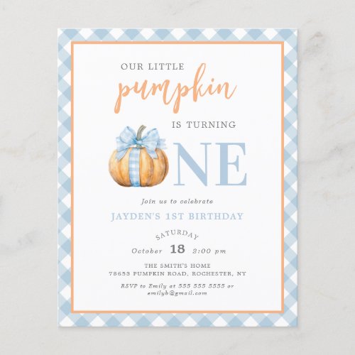 Budget Little Pumpkin Pastel Blue Bow 1st Birthday