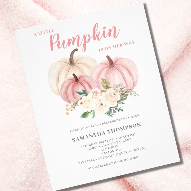 Budget Little Pumpkin Pink Baby Shower Invitation Flyer (Creator Uploaded)