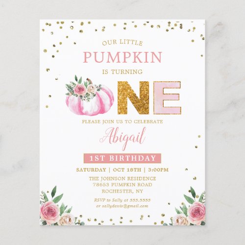 Budget Little Pumpkin Pink Floral 1st Birthday