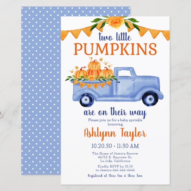 Budget Little Pumpkin Twin Boy Baby Sprinkle (Front/Back)