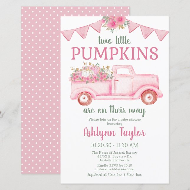 Budget Little Pumpkin Twin Girl Baby Shower (Front/Back)