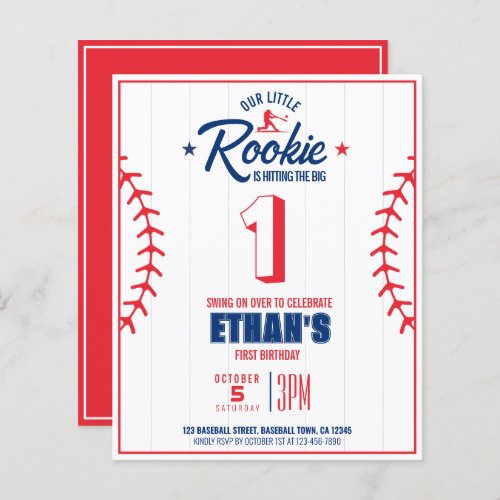 Budget Little Rookie Baseball Birthday Invitation