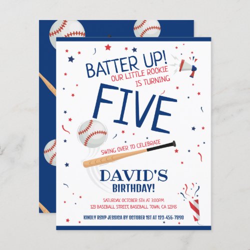 Budget Little Rookie Baseball Birthday Invitation