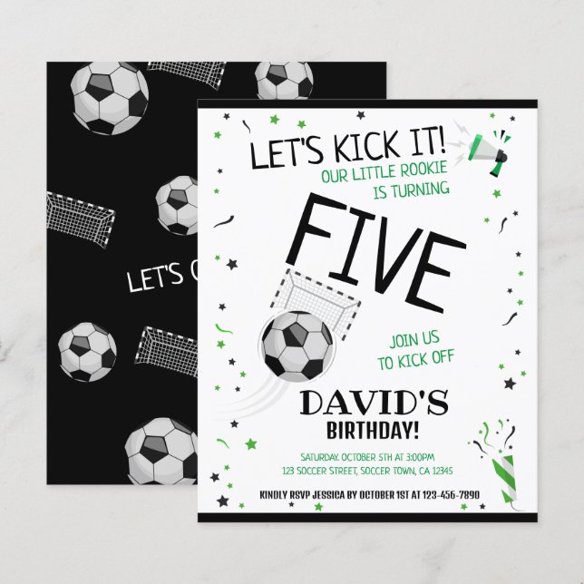 Budget Little Rookie Soccer Birthday Invitation (Front/Back)