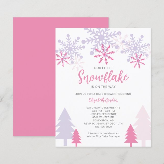 Budget Little Snowflake Baby Shower Winter (Front/Back)