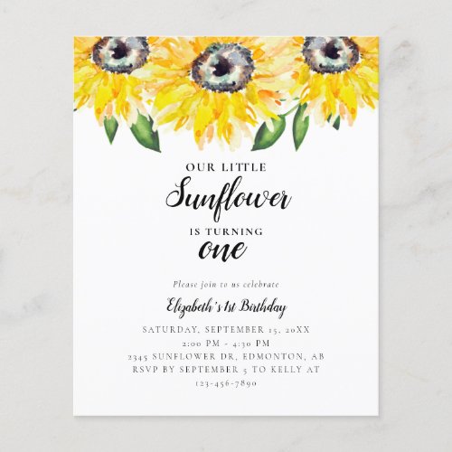 Budget Little Sunflower First Birthday One Elegant