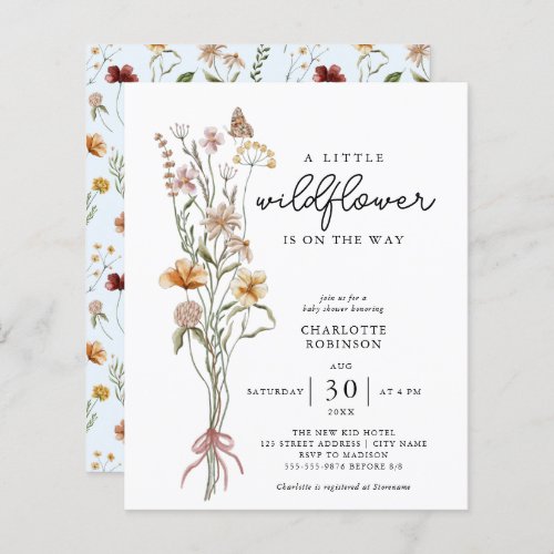 Budget Little Wildflower Baby Shower Invitation
