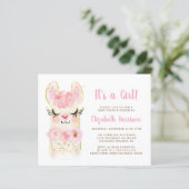 Budget Llama Pink Baby Girl Shower Invitation (Standing Front)
