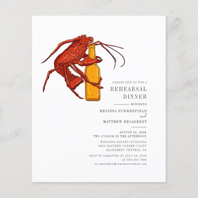Budget Lobster Seafood Rehearsal Dinner Invitation (Front)