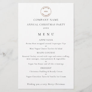 Budget Logo Company Christmas Party Menu