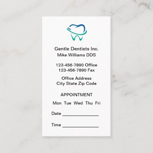 Budget Logo Dentist Appointment Business Cards