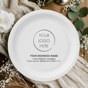 Budget Logo Plate, Business Marketing Branded Paper Plates