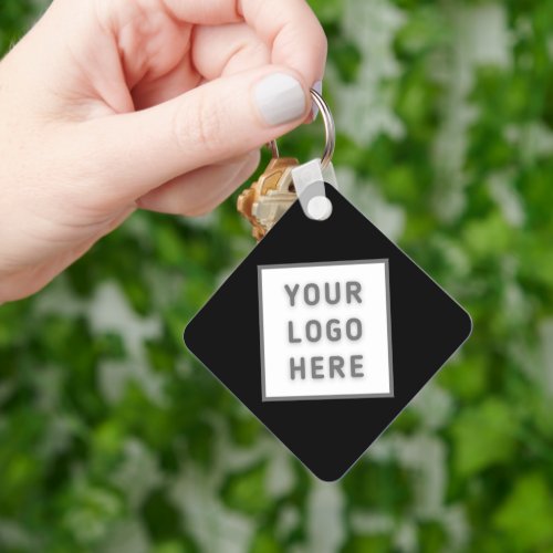 Budget Logo Template Business Promo Black Square Keychain