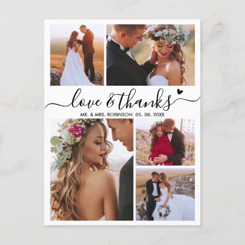 Budget Love and Thanks Collage Wedding Thank You  Postcard