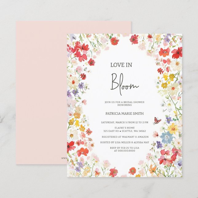 Budget Love in Bloom Wildflowers Bridal Shower (Front/Back)