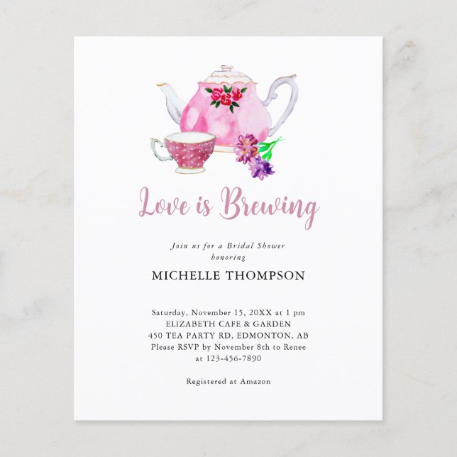 Budget Love is Brewing Bridal Shower Tea Party  (Front)