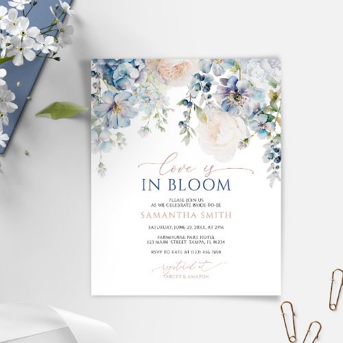 Budget Love is in Bloom Blue Shower Invitation