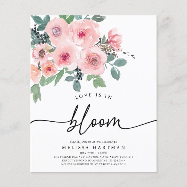 BUDGET Love Is In Bloom Bridal Shower Invitation (Front)