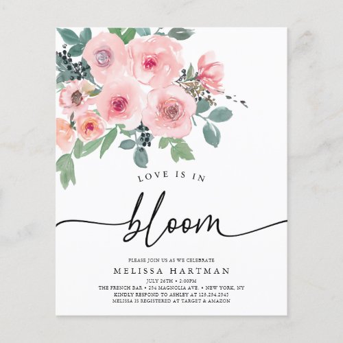 BUDGET Love Is In Bloom Bridal Shower Invitation