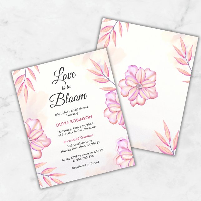 Budget Love is in Bloom Bridal Shower Invitation  (Budget Love is in Bloom Watercolor Floral Spring Bridal Shower Invitation  )