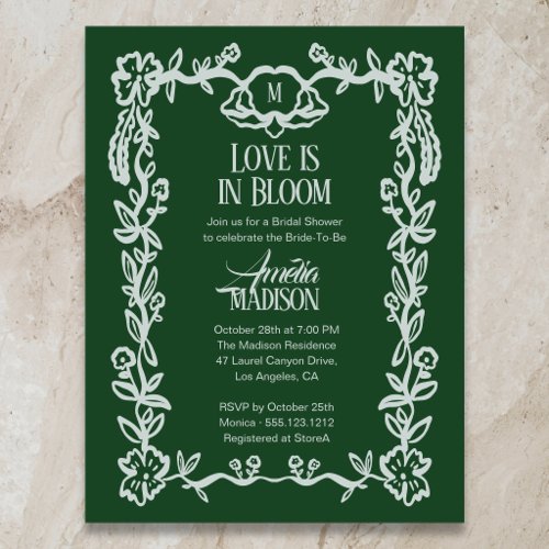 Budget Love is in Bloom Floral Bridal Shower Invitation Postcard