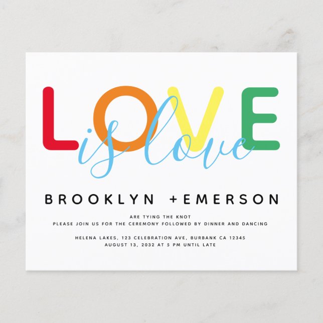 BUDGET Love is Love Rainbow Modern Wedding (Front)