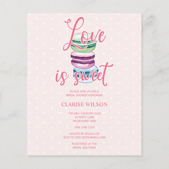 BUDGET Love Is Sweet Pink Bridal Shower Invite (Front)