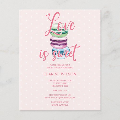 BUDGET Love Is Sweet Pink Bridal Shower Invite