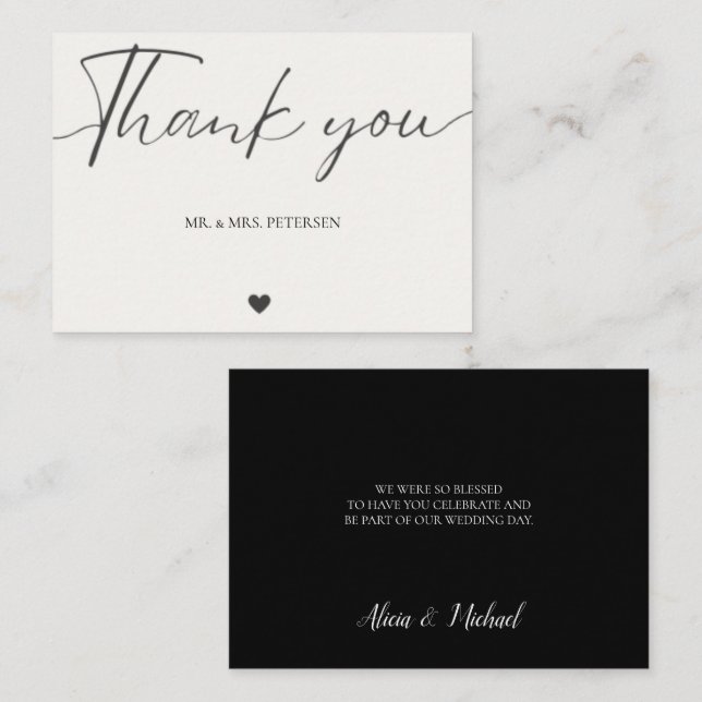 Budget love thanks script simple wedding thank you note card (Front/Back)