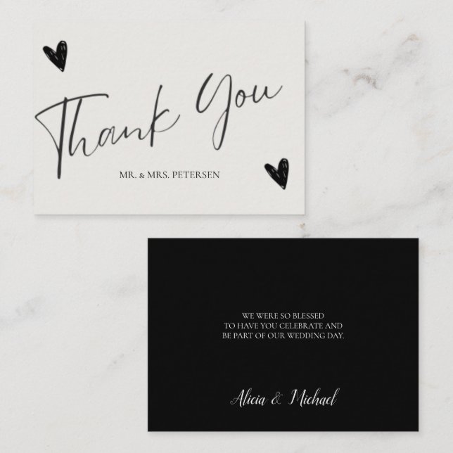 Budget love thanks script simple wedding thank you note card (Front/Back)