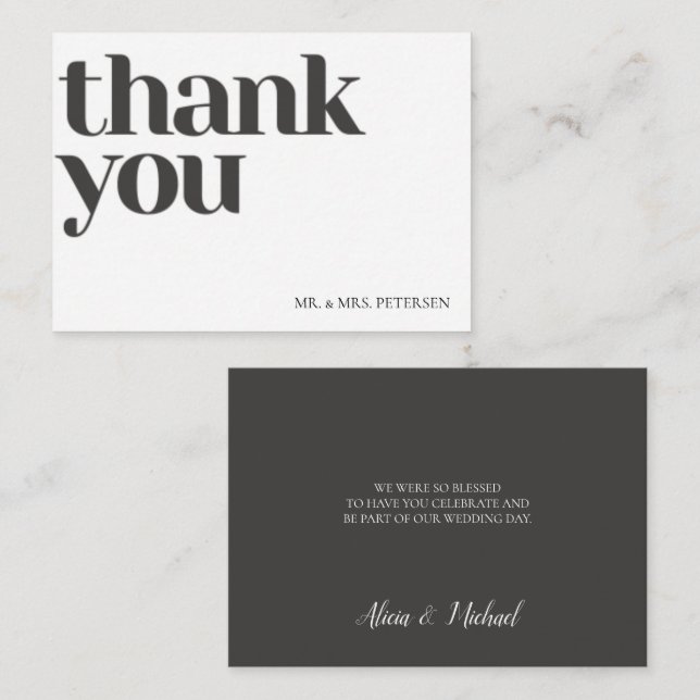 Budget love thanks script simple wedding thank you note card (Front/Back)