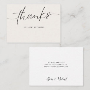Budget love thanks script simple wedding thank you note card