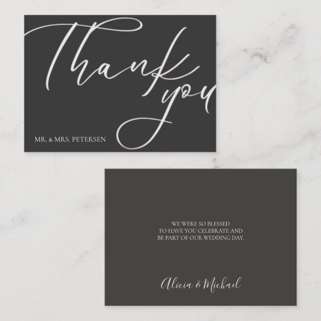 Budget love thanks script simple wedding thank you note card (Front/Back)