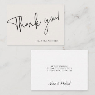 Budget love thanks script simple wedding thank you note card