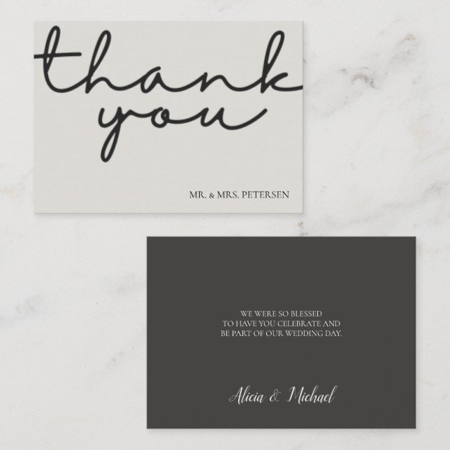 Budget love thanks script simple wedding thank you note card (Front/Back)