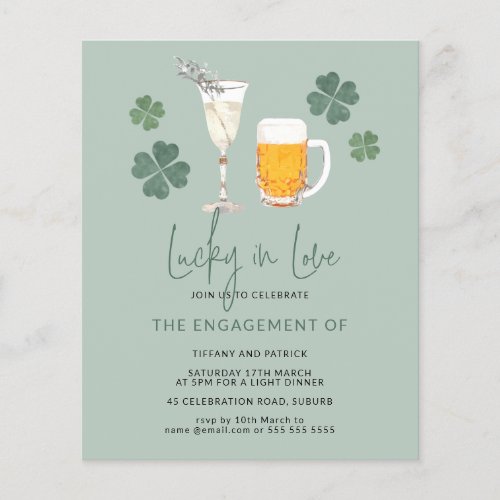 Budget Lucky in Love Engagement Invite St Patricks