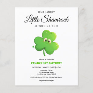 Budget Lucky Little Shamrock 1st Birthday Invite Flyer