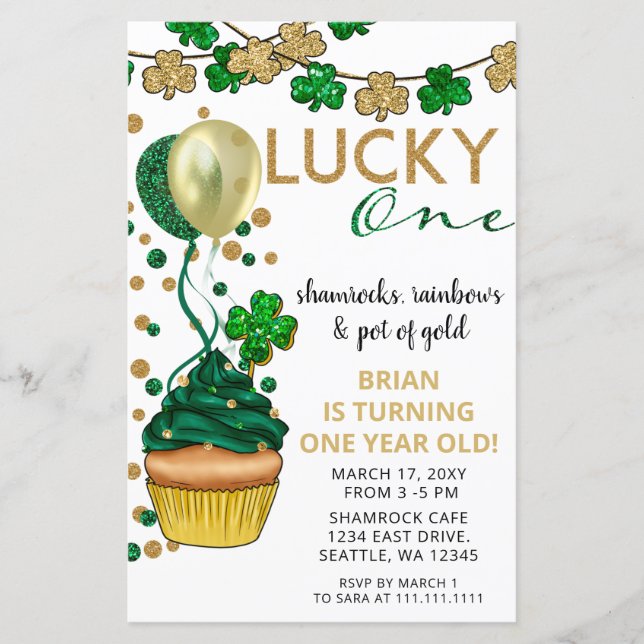 Budget Lucky One St Patrick Birthday Invitation (Front)