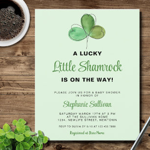 Budget Lucky Shamrock Green Baby Shower Invitation