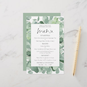 Budget Lush Eucalyptus Frame Wedding Menu