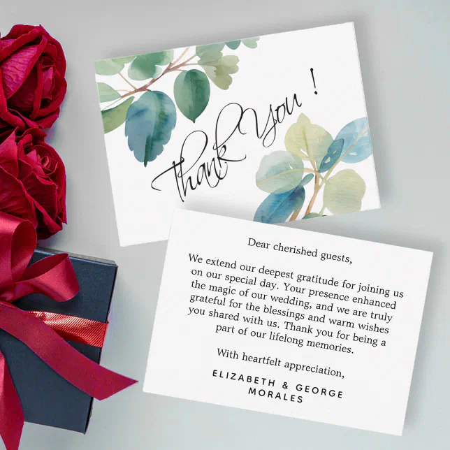 Budget Lush Eucalyptus Greenery Thank You Note Card | Zazzle